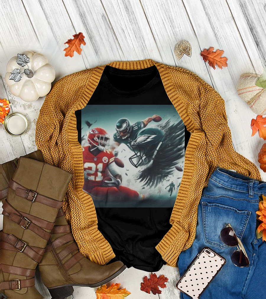 Mike Edwards Kansas City Chiefs Defensive Action Against Philadelphia Eagles Showdown T-Shirt
