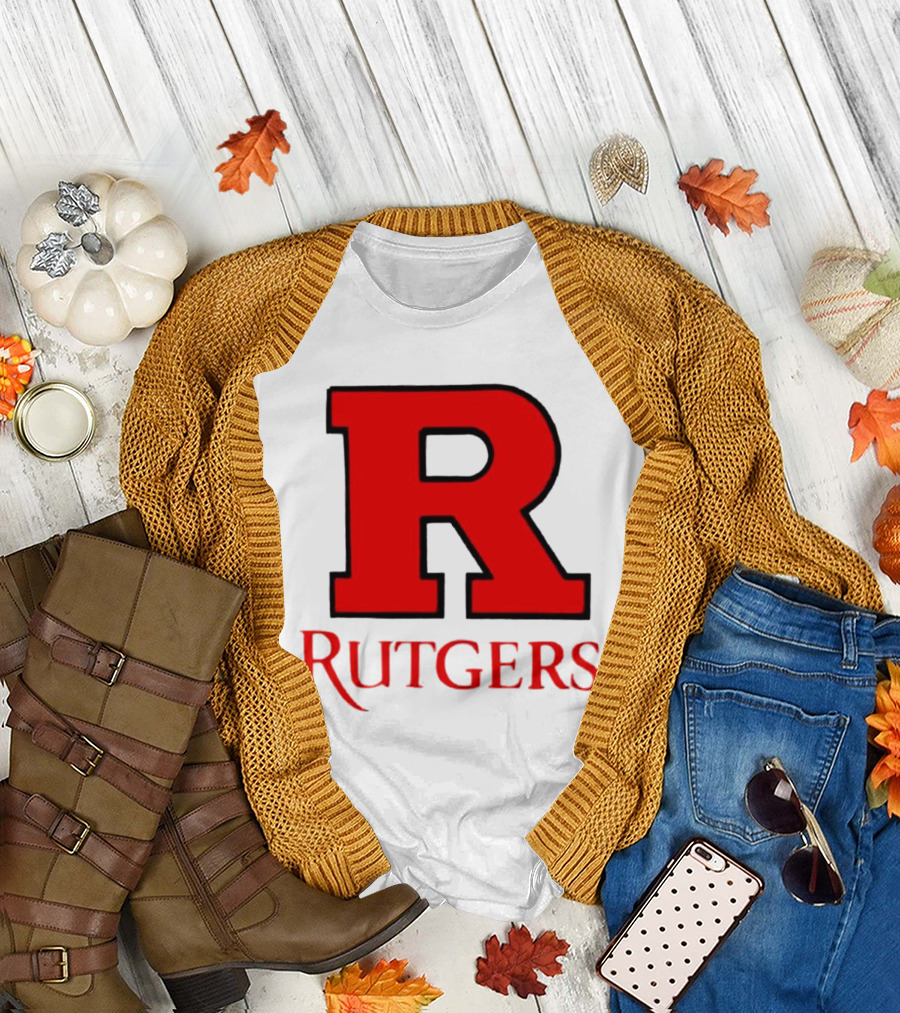 Rutgers University Red R Icon with Text T-Shirt