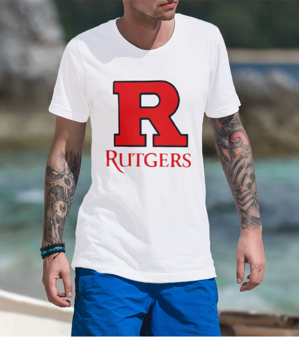 Rutgers University Red R Icon With Text T-Shirt