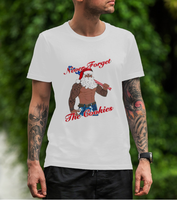 Tattoo Santa Never Forget The Cookies Christmas Holiday T-Shirt