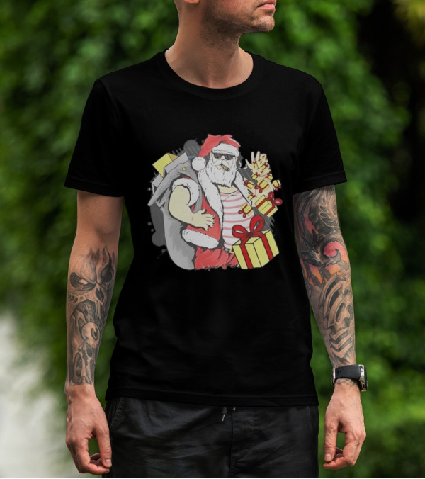 Santa Claus Cool Christmas Peace Sign Holiday Delivery T-Shirt