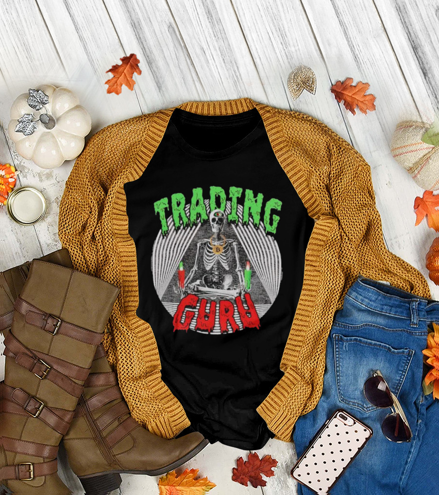 Trading Guru Skeleton Cryptocurrency Candles T-Shirt