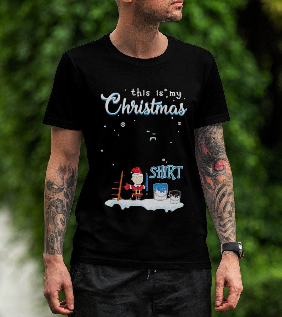 Snoopy And Charlie Brown This Is My Christmas Carolina Panthers T-Shirt