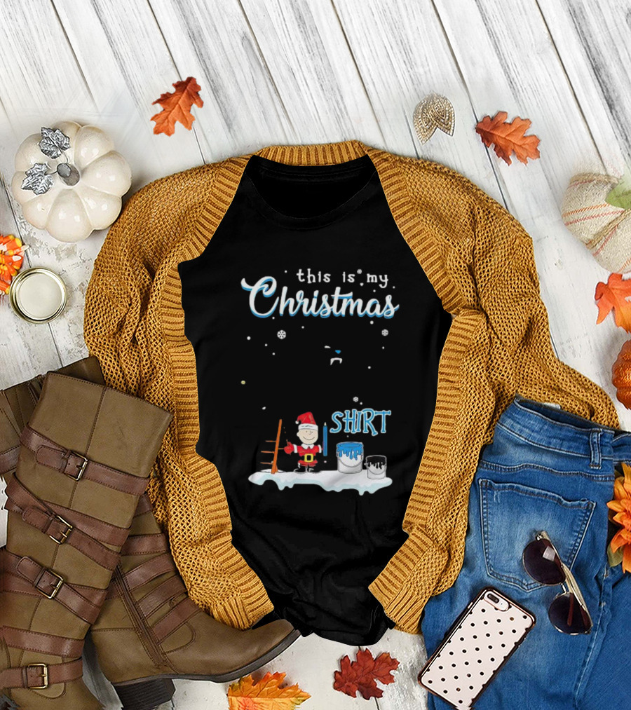 Snoopy and Charlie Brown This Is My Christmas Carolina Panthers T-Shirt
