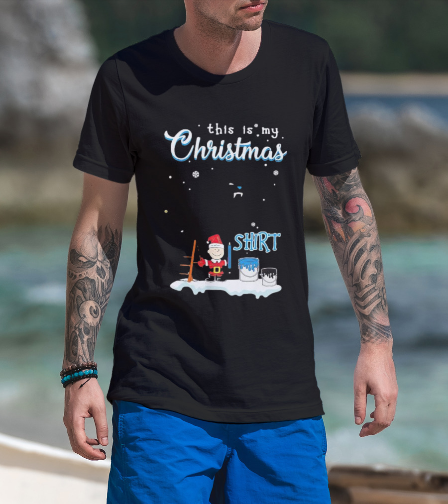 Snoopy And Charlie Brown This Is My Christmas Carolina Panthers T-Shirt