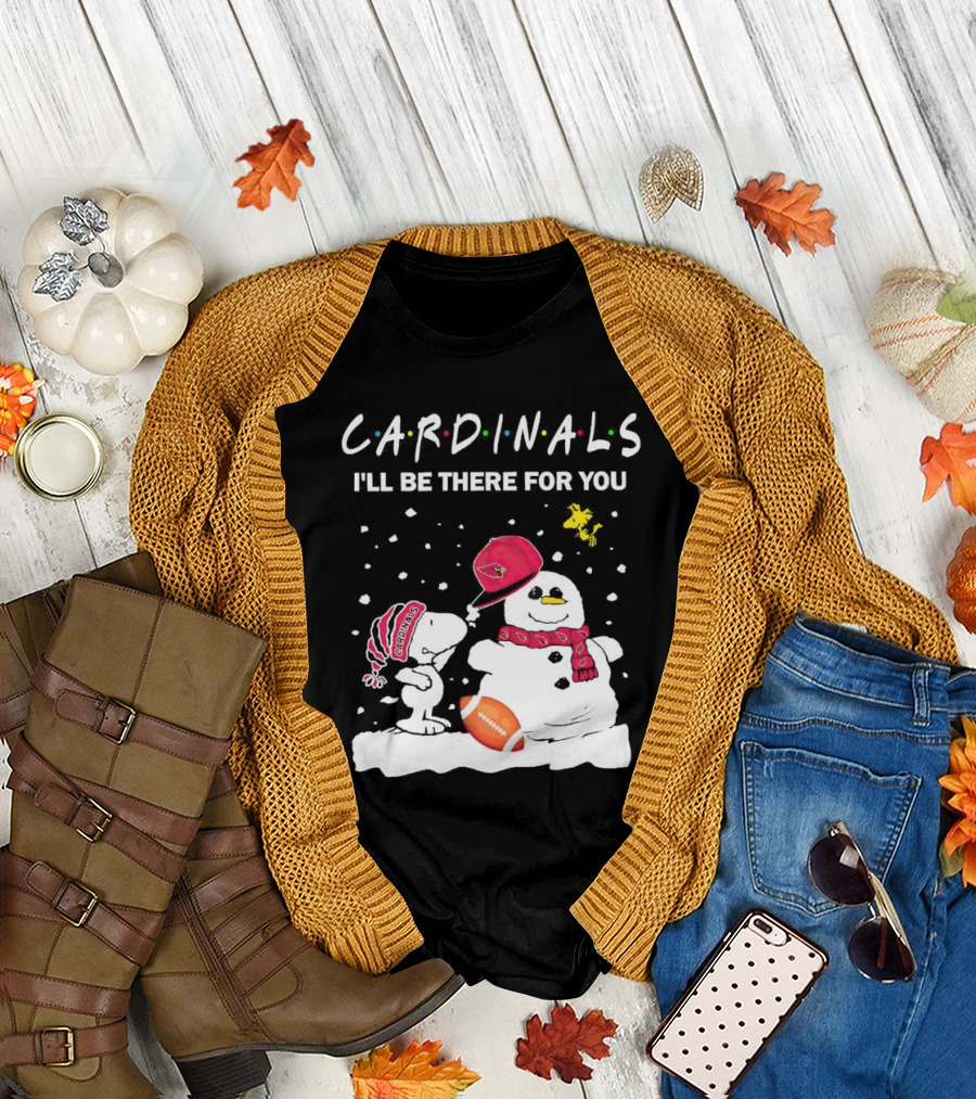 Cardinals I'll Be There For You Snoopy and Snowman Christmas T-Shirt