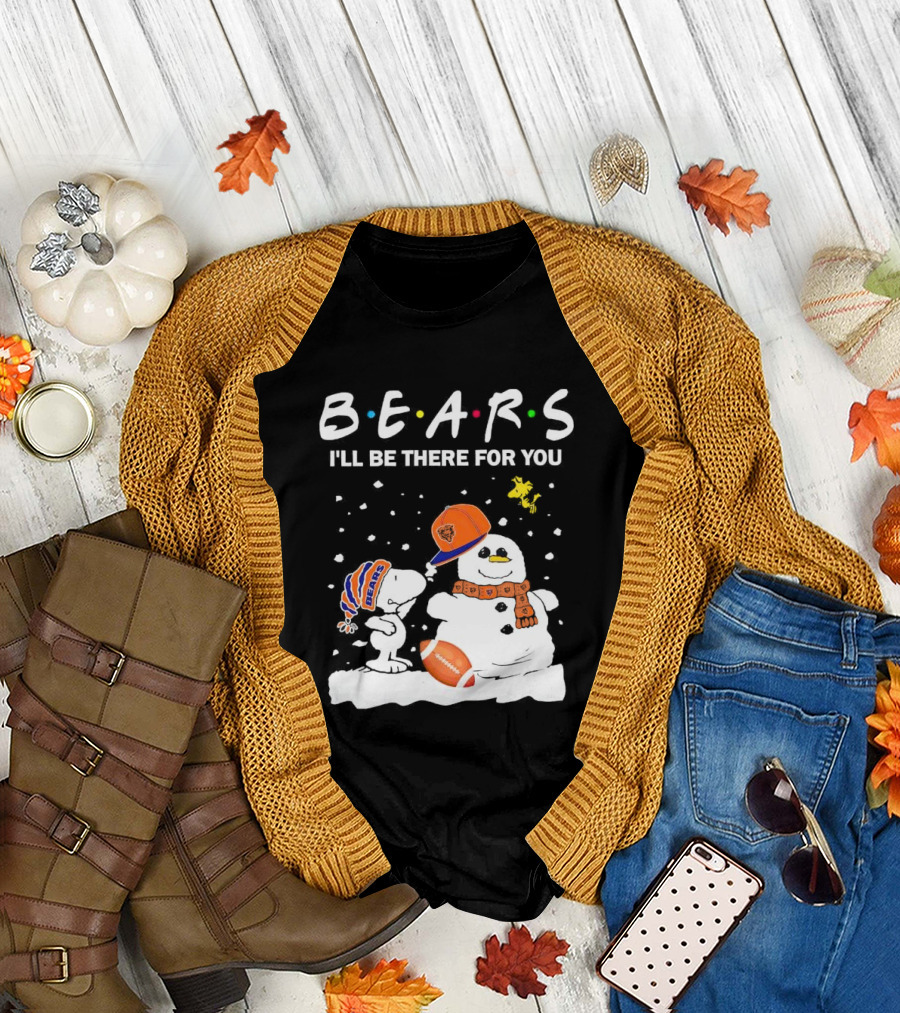 Snoopy and Snowman Chicago Bears I'll Be There for You Christmas Football T-Shirt