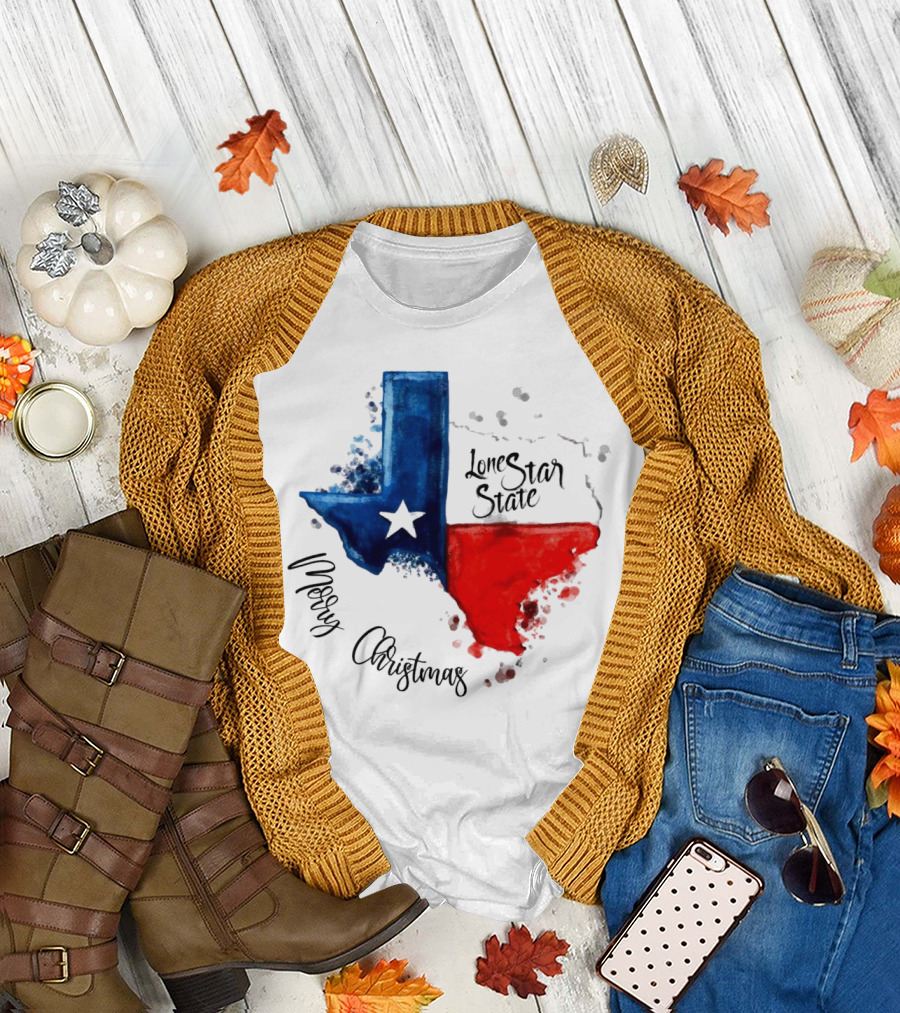 Texas Flag Lone Star State Merry Christmas T-Shirt