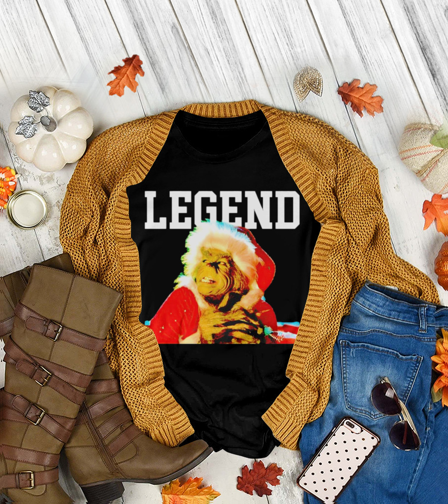 Grinch in Santa Outfit with Legend Text Christmas T-Shirt