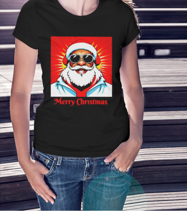 Bright Santa Merry Christmas In Cool Cartoon T-Shirt