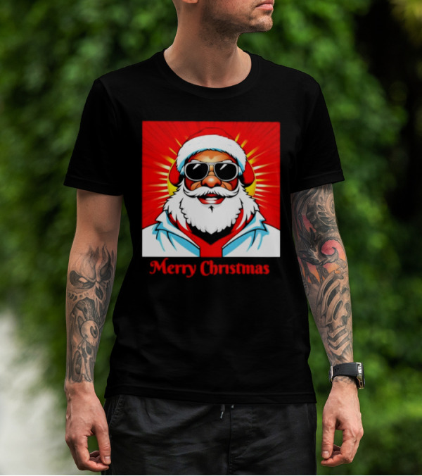 Bright Santa Merry Christmas In Cool Cartoon T-Shirt