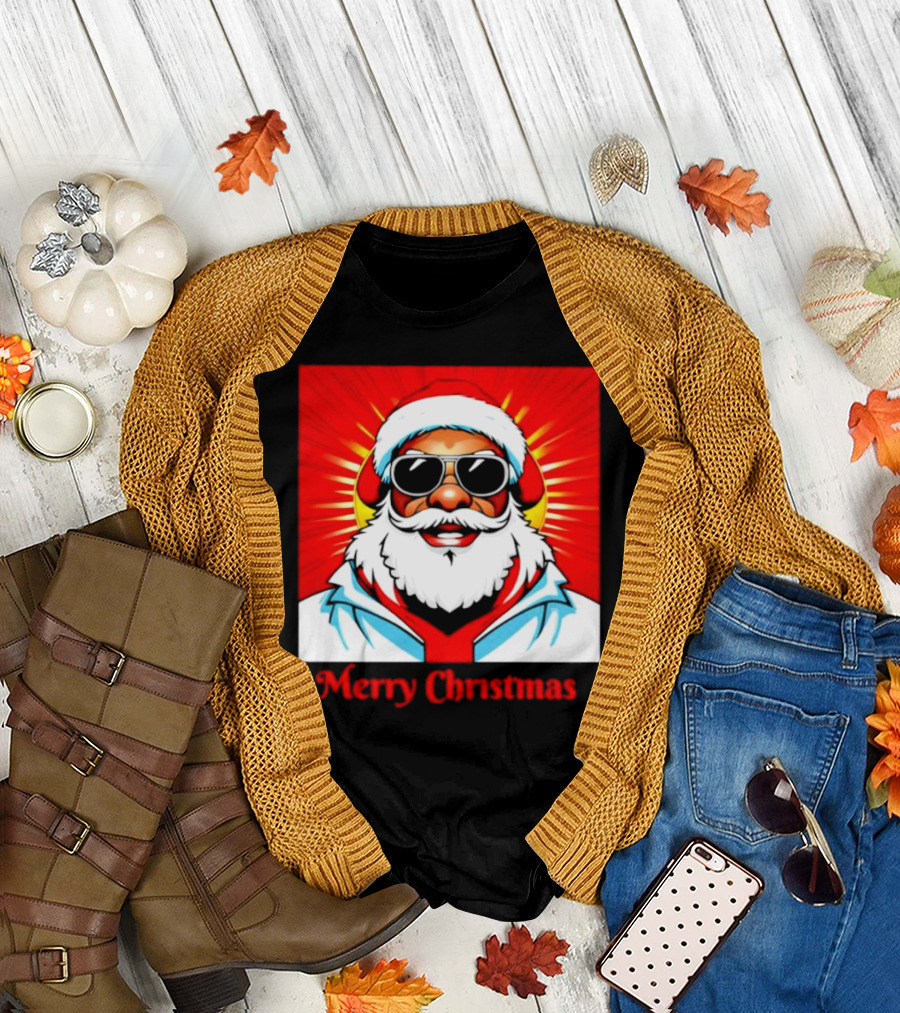 Bright Santa Merry Christmas in Cool Cartoon T-Shirt