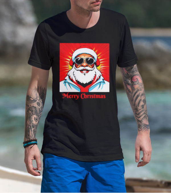 Bright Santa Merry Christmas In Cool Cartoon T-Shirt