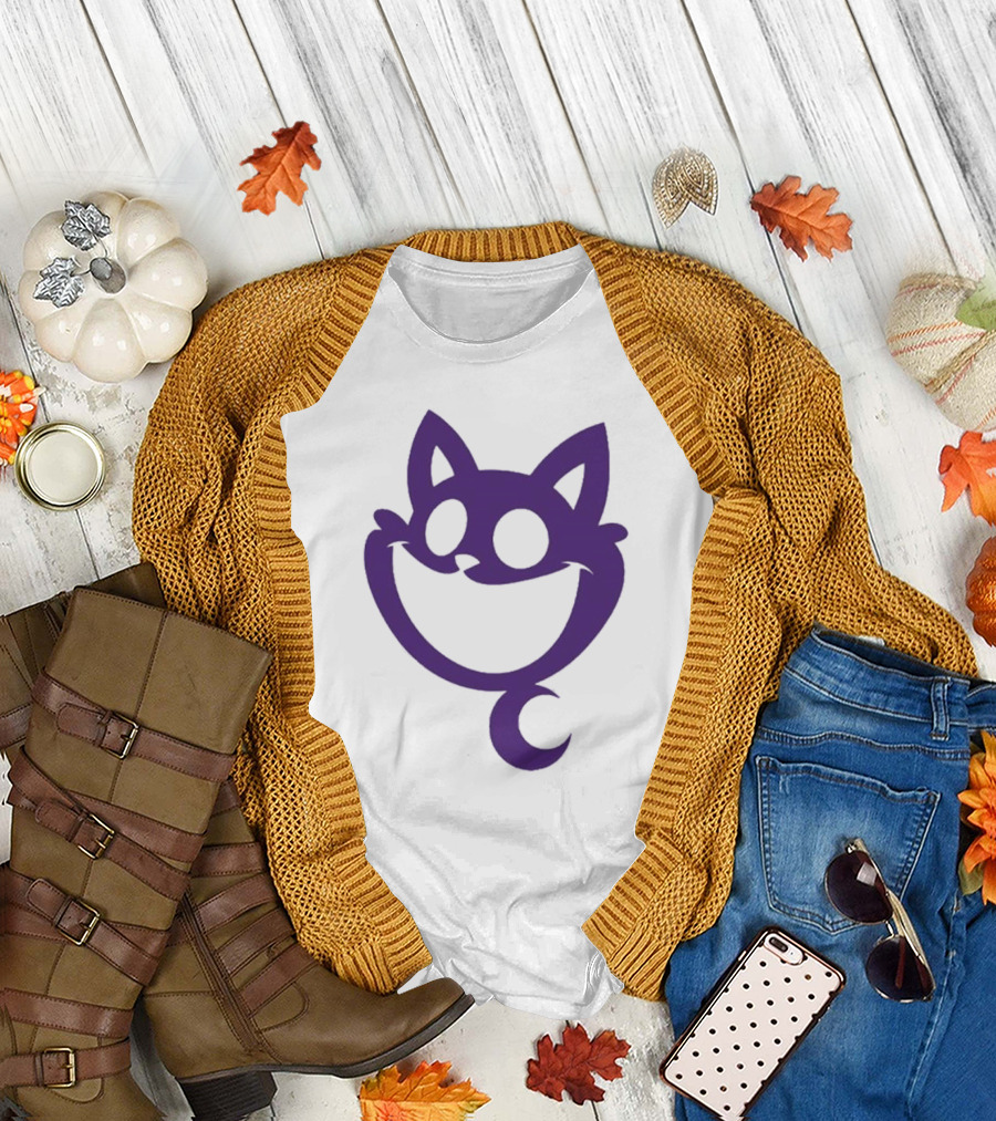 Cheshire Cat Purple Silhouette Face Design Catnap Face T-Shirt