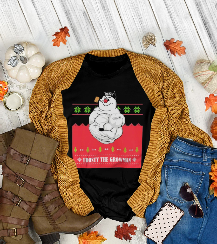 Frosty the Growman Christmas Bodybuilder Snowman T-Shirt