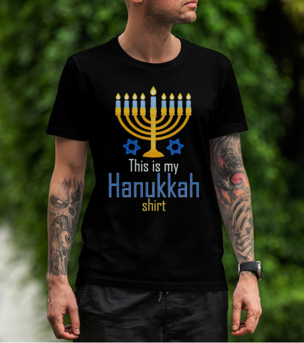 This Is My Hanukkah Shirt Menorah And Stars T-Shirt