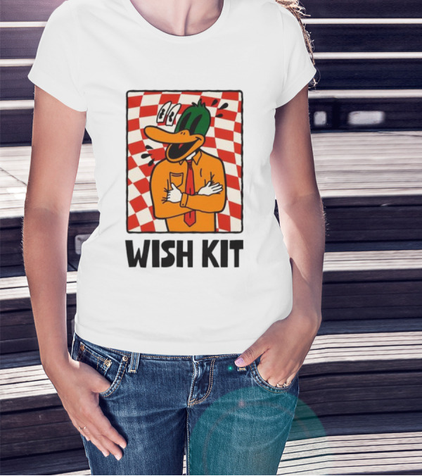 WISH KIT DUCK CHECKERED EYE POPPING CARTOON T-Shirt
