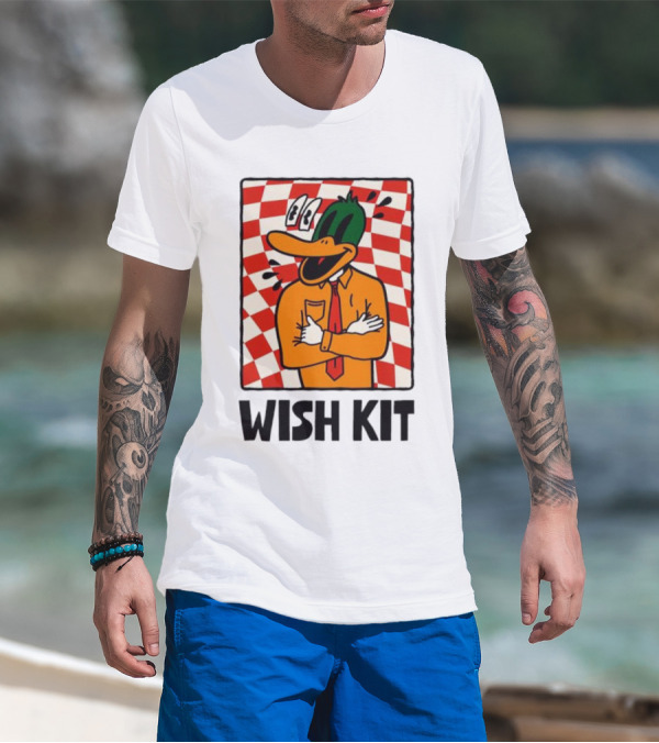 WISH KIT DUCK CHECKERED EYE POPPING CARTOON T-Shirt