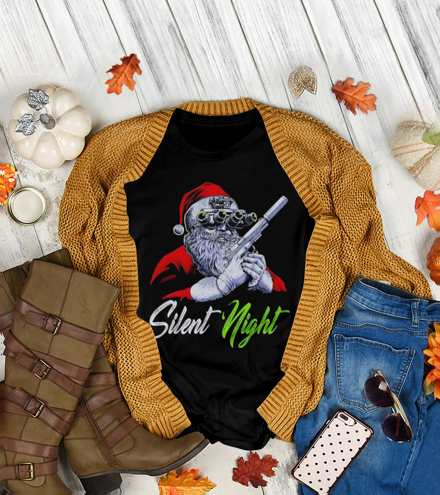 Silent Night Santa Claus with Night Vision and Rifle T-Shirt