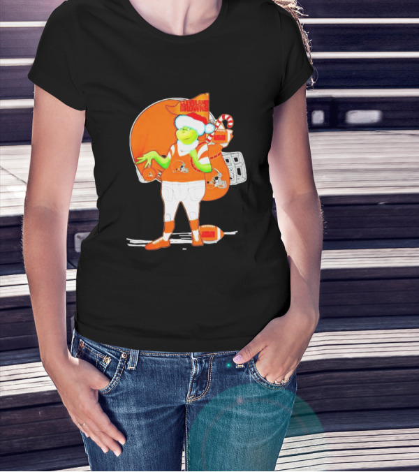 Cleveland Browns Christmas Santa Grinch Football T-Shirt