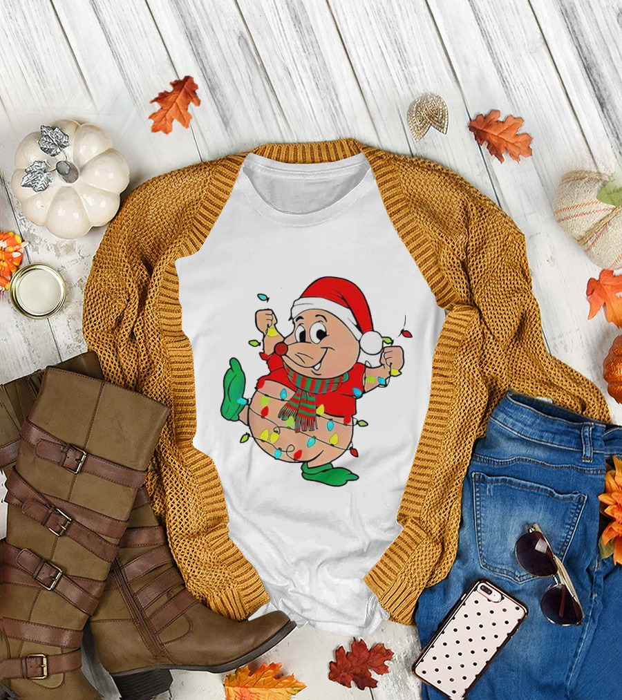 Santa Gus Wrapped in Christmas Lights T-Shirt