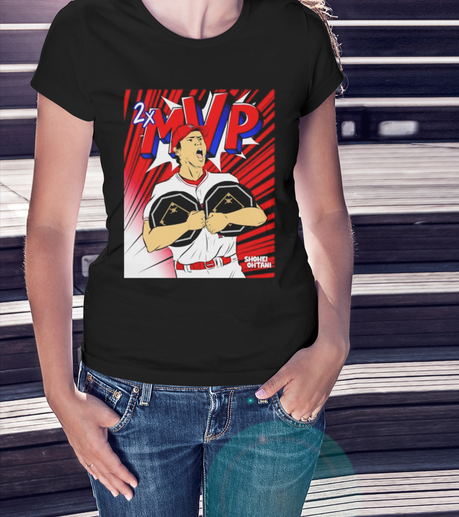 Los Angeles Angels Shohei Ohtani 2x MVP Comic T-Shirt