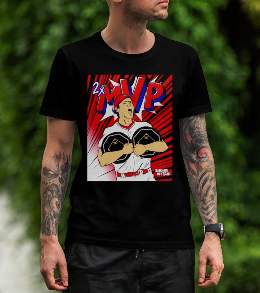 Los Angeles Angels Shohei Ohtani 2x MVP Comic T-Shirt