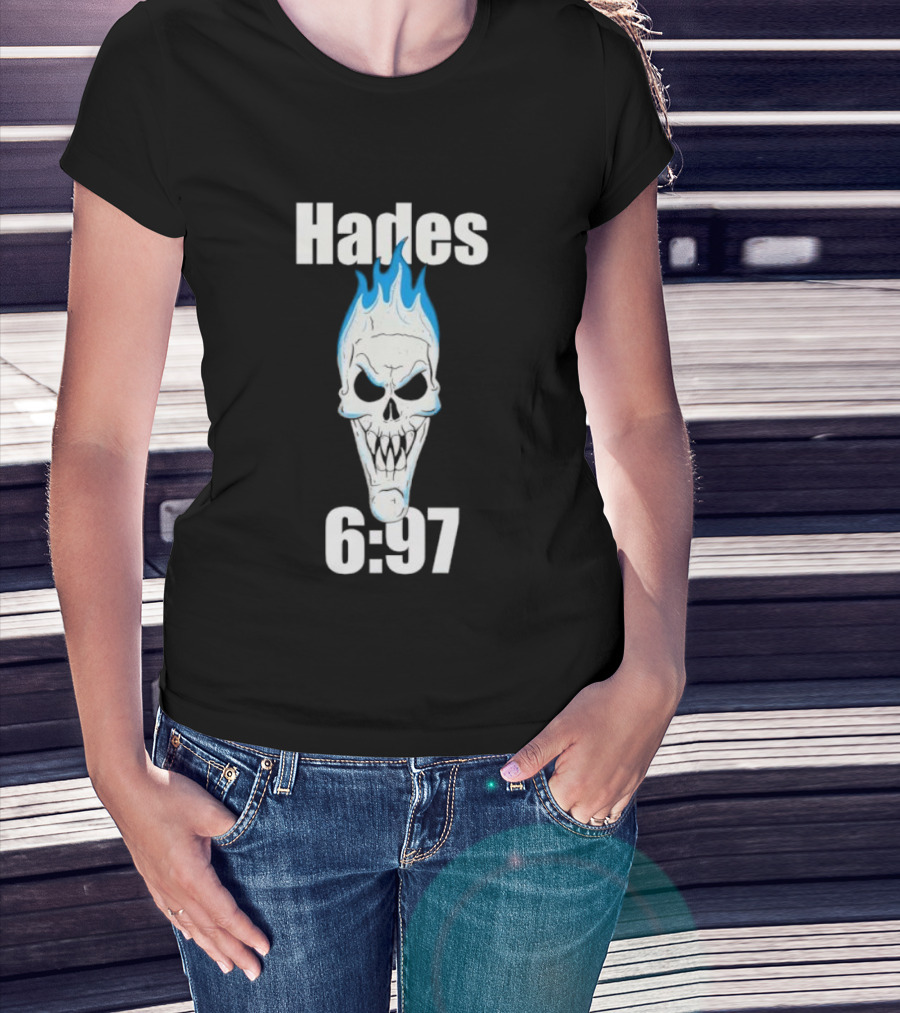 Hades 6:97 Blue Flame Skull Stone Cold T-Shirt