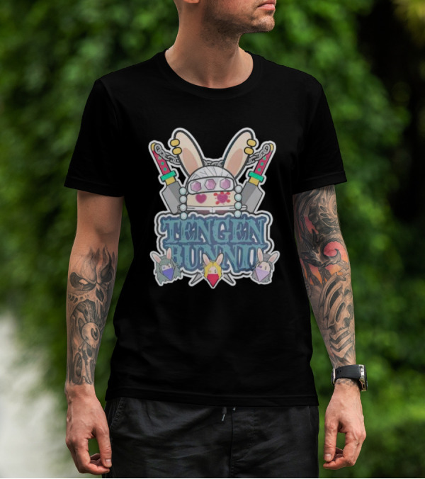 Tengen Bunnii Gang Anime Rabbit Warrior With Gem Headband And Swords T-Shirt