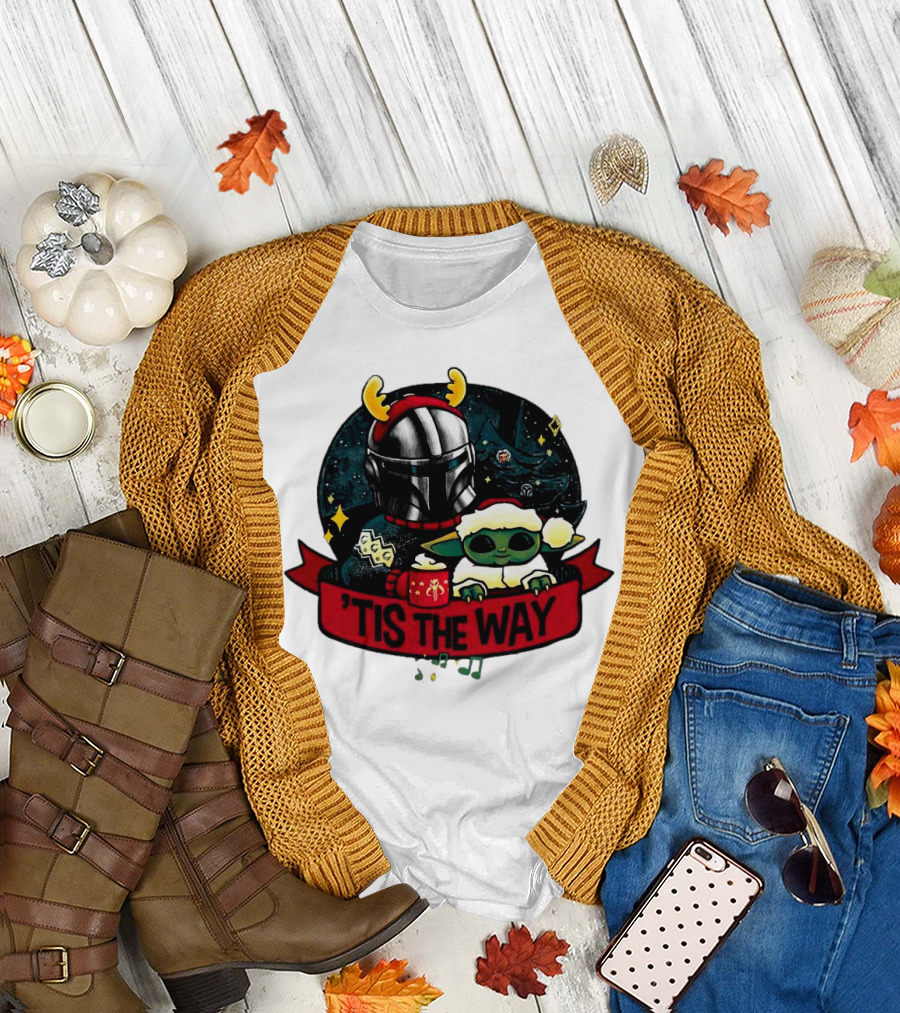 Darth Vader Baby Yoda Mandalorian Tis the Way Christmas T-Shirt