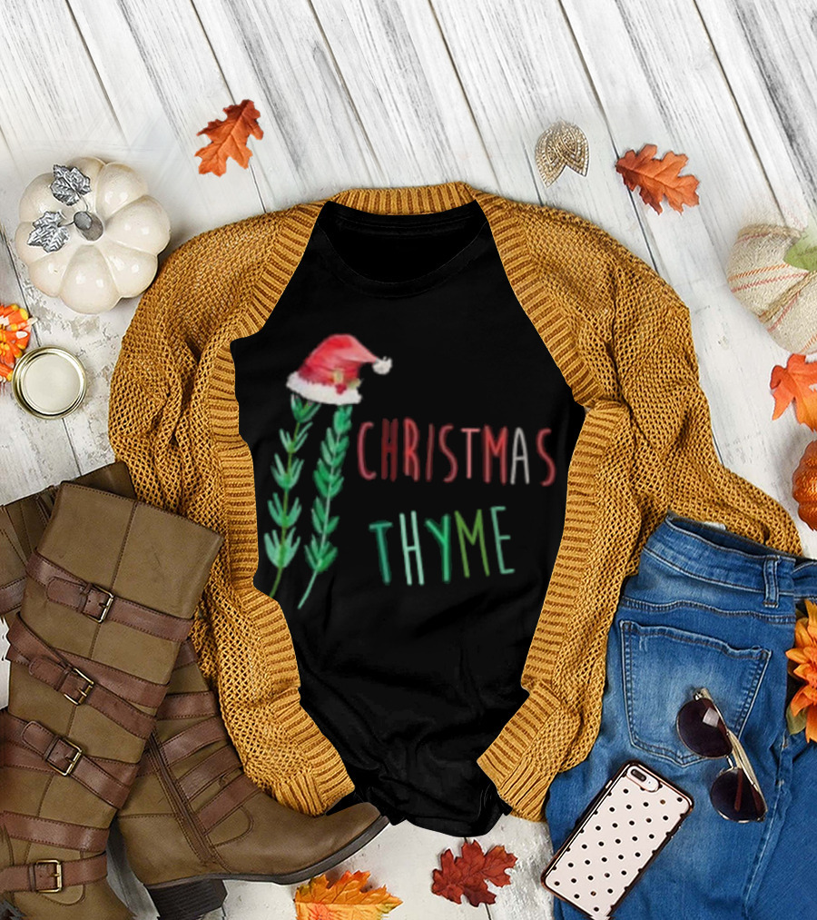 Christmas Thyme Santa Hat Herb Fun T-Shirt