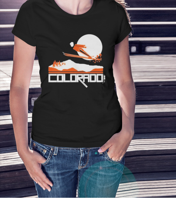 Colorado Skiing Adventure Under Full Moon T-Shirt