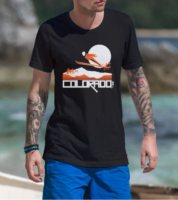 Colorado Skiing Adventure Under Full Moon T-Shirt