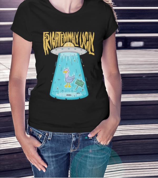 Frighteningly Ugly UFO Duck Abduction T-Shirt