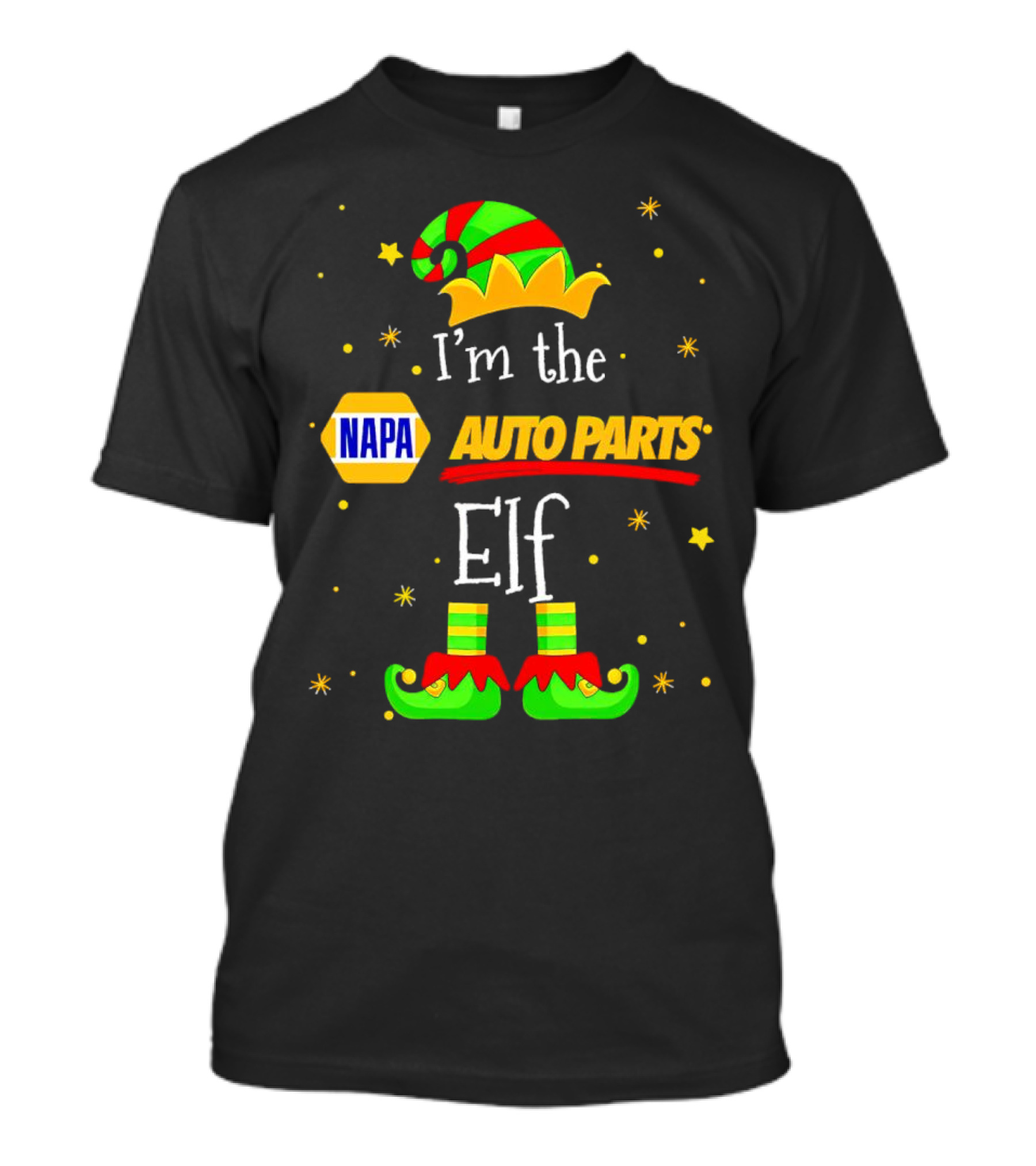 I’m The NAPA Auto Parts Elf Christmas Hat Shoes Stars T-Shirt