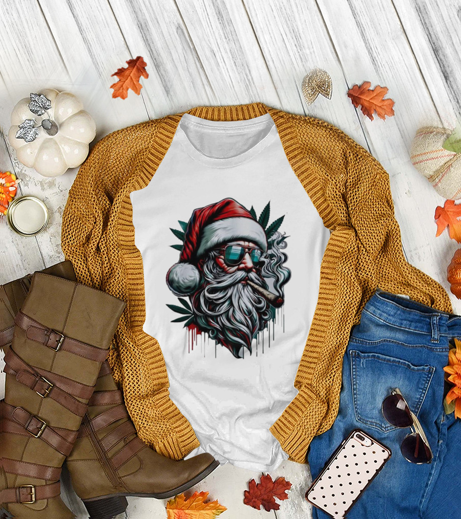 Santa Claus Smoking Weed Marijuana Christmas Holiday T-Shirt