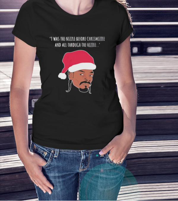 'Twas The Nizzle Before Chrismizzle Santa Drawing T-Shirt