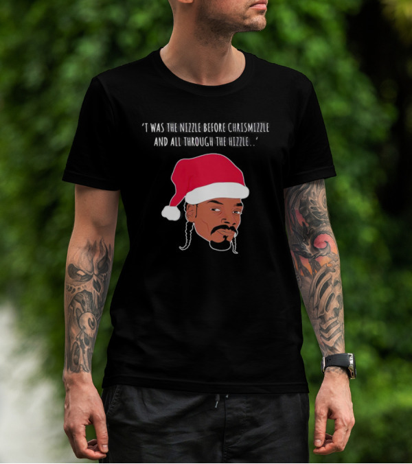 'Twas The Nizzle Before Chrismizzle Santa Drawing T-Shirt