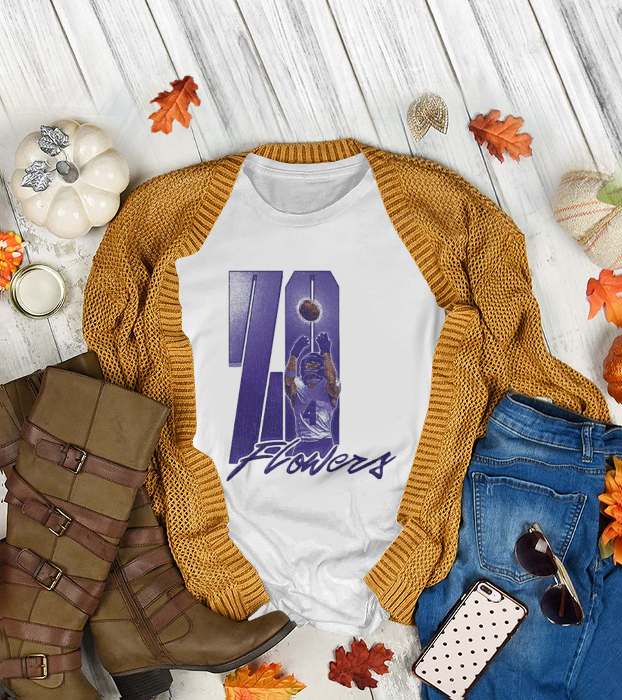 Zay Flowers Baltimore Football Catching Number 4 T-Shirt