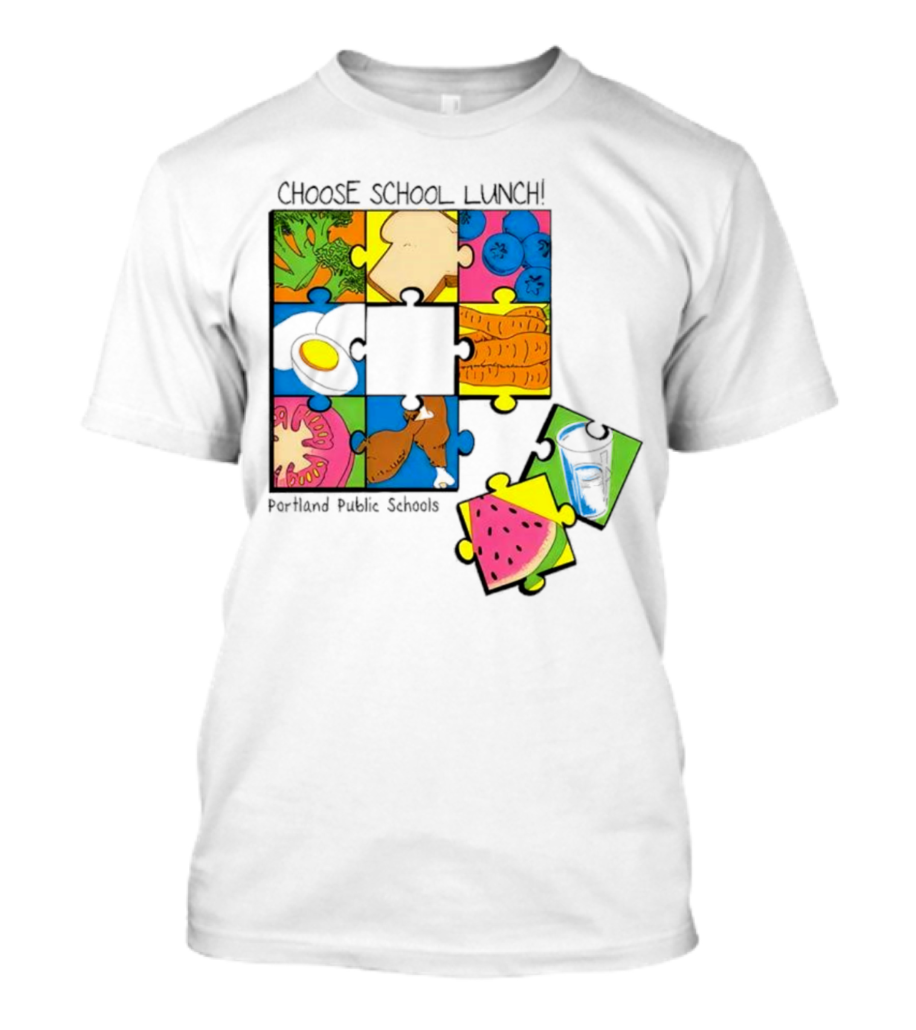 Choose School Lunch Puzzle Portland Public Schools Food Elements T-Shirt