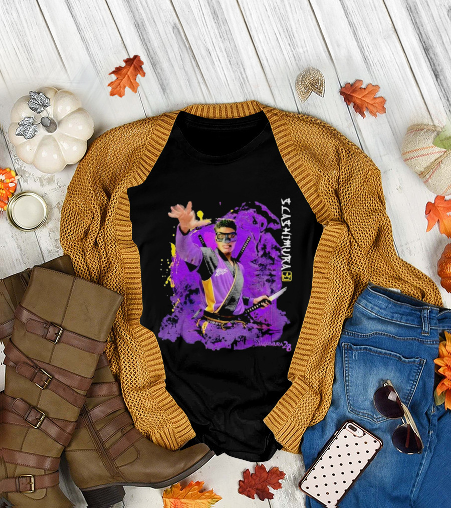 Rui Slashimura 28 Purple Warrior with Mask and Swords T-Shirt