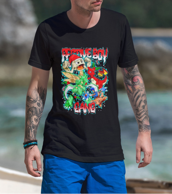 Festive Boy Gang Pokemon Holiday Mashup T-Shirt