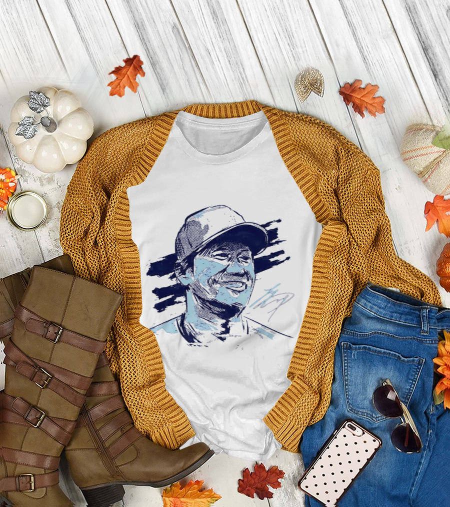 Shohei Ohtani Sketch Portrait Blue Brushstroke T-Shirt