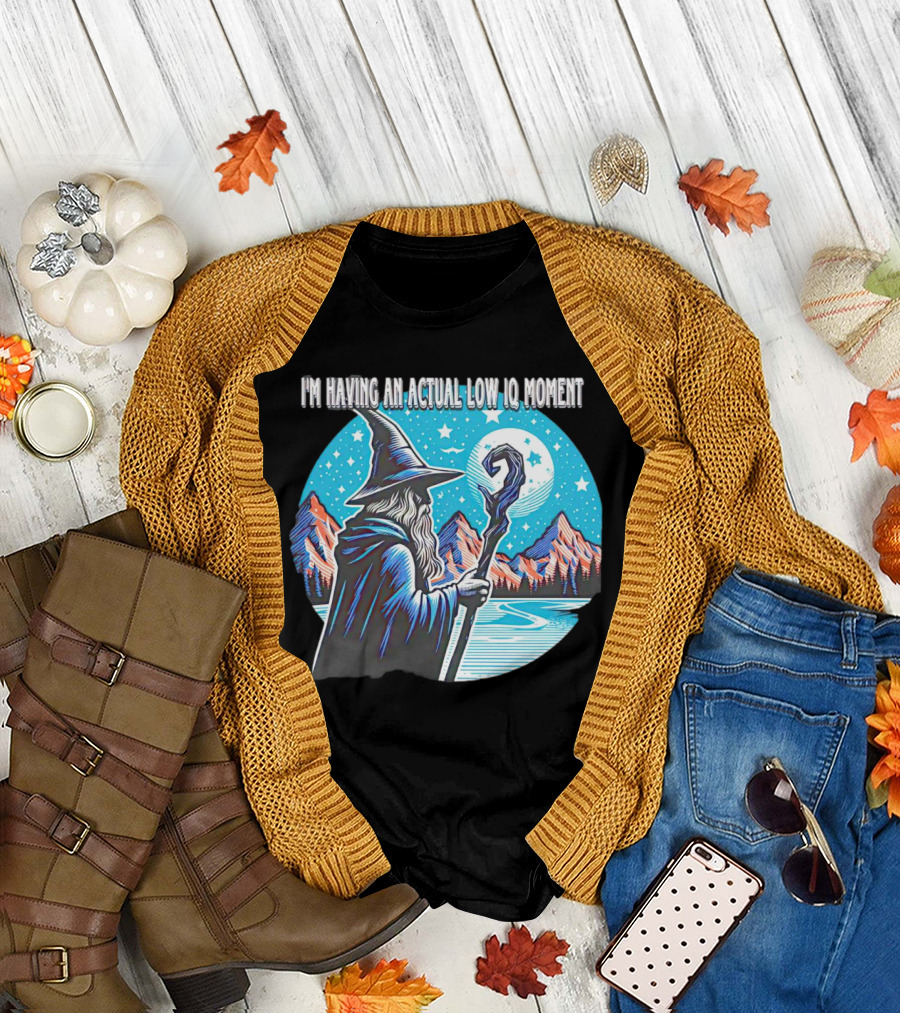 I'm Having an Actual Low IQ Moment Wizard Night Sky Scene T-Shirt