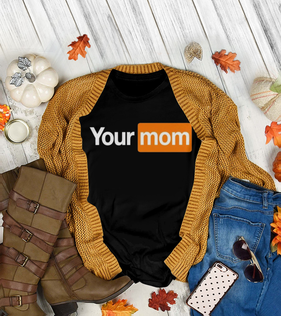 Your Mom Hub Parody with Orange Logo Block T-Shirt