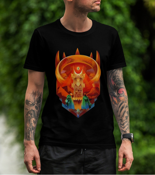 The Dark Fortress Of Mordor - Art Deco Eye Of Sauron Adventure T-Shirt