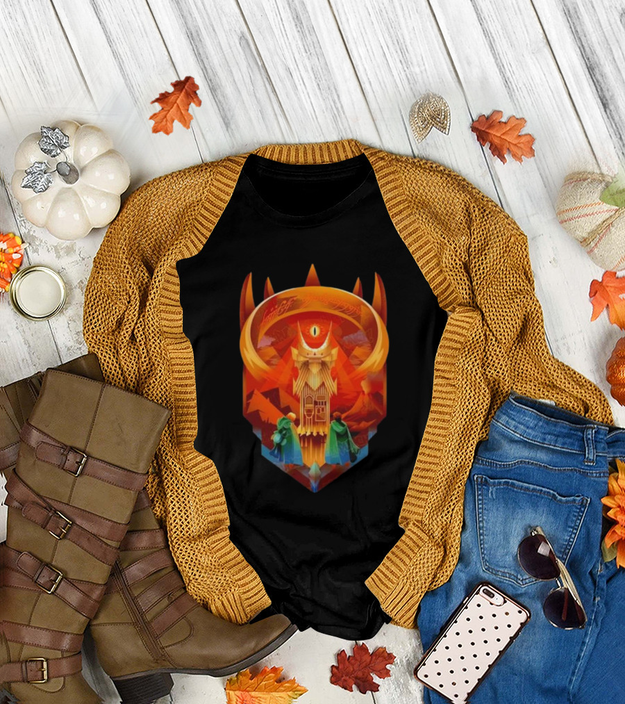 The Dark Fortress of Mordor - Art Deco Eye of Sauron Adventure T-Shirt