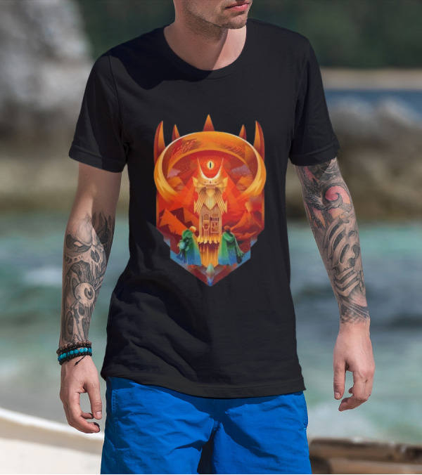 The Dark Fortress Of Mordor - Art Deco Eye Of Sauron Adventure T-Shirt