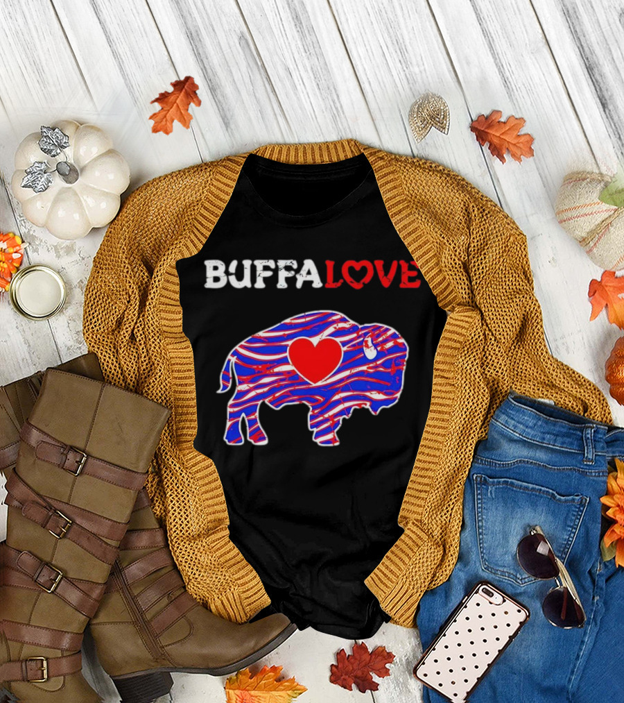 Buffalo Bills Buffalove Heart Logo with Red White Blue Buffalo T-Shirt