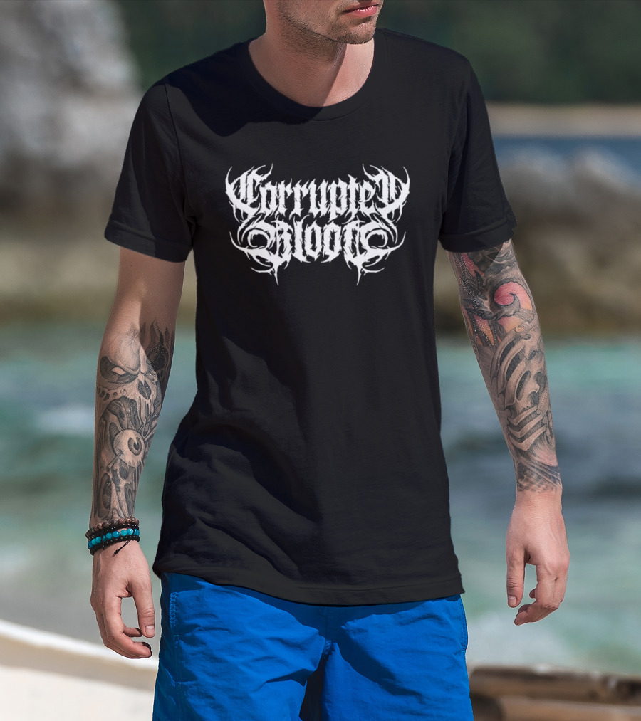 Corrupted Blood Tattoo Style Lettering T-Shirt